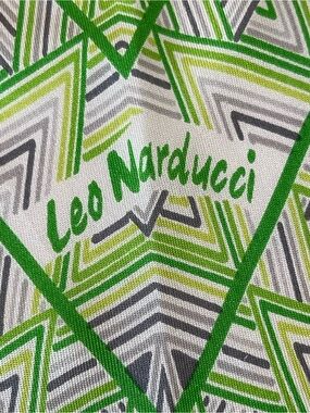 Vintage Leo Narducci 100% Silk Scarf 26” Green Geometric Op Art Made in Japan